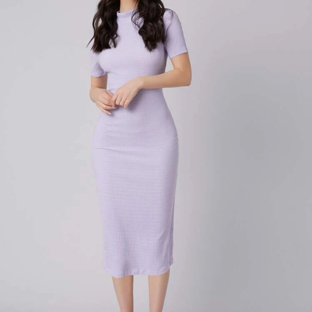 SHEIN Mulvari Mock Neck Slit Back Bodycon Dress